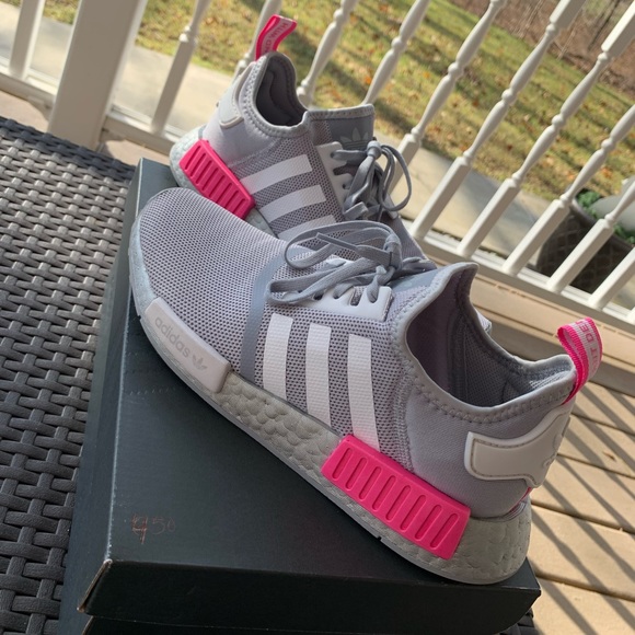 adidas gazelle silver green womens adidas NMD_R1 Shoes - Kids - Cloud White / Cloud White / Screaming Pink main image 0